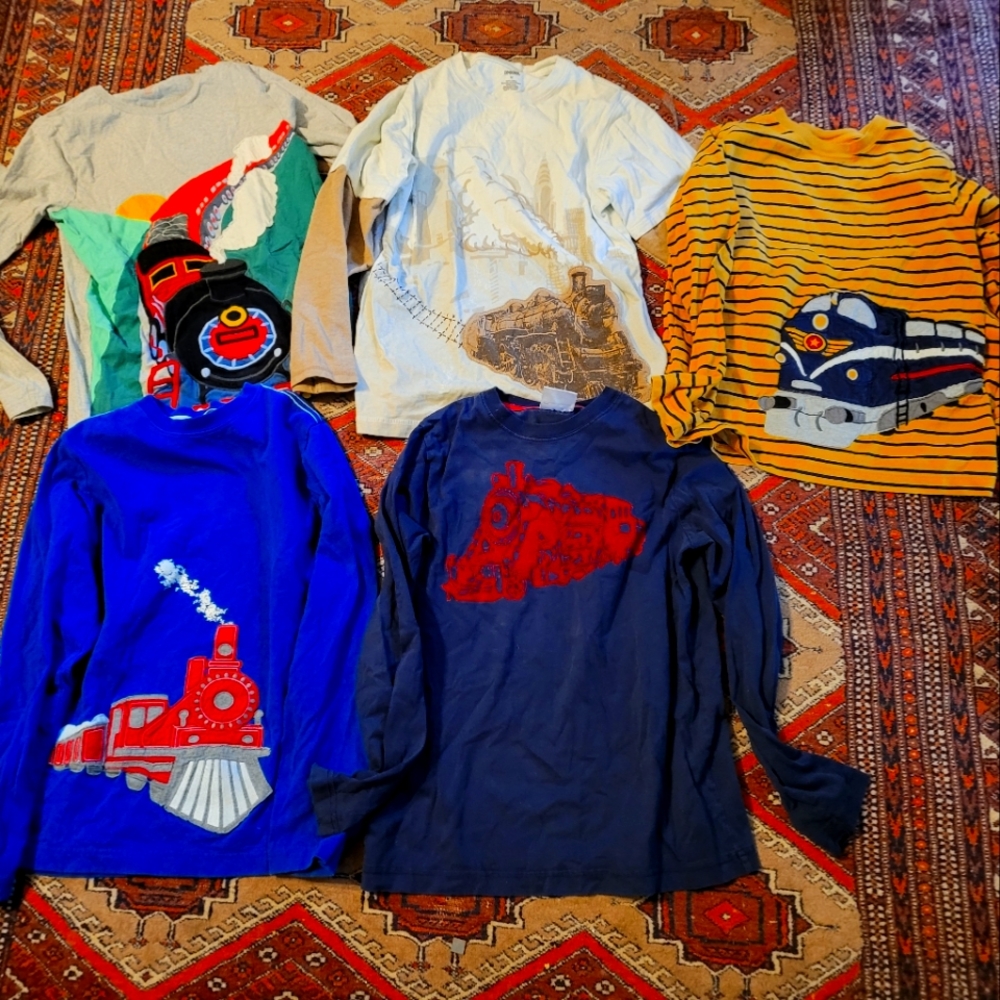 5 long sleeve train shirts Boden Hanna Gymboree
